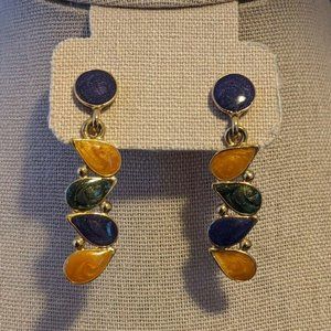 Funky Fun Dangling Enamel Earrings Purple, Orange,